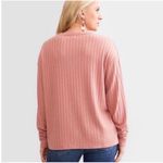 BKE  Pink Long Sleeve Lace-Up Tee Photo 3