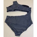 J.Crew Cutout One Shoulder One Piece Swimsuit NEW Navy Blue White Stripe Swim 22 Photo 2