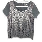 Anthropologie Moth Drawing Room Silver Foil Sweater Top Shirt Small Photo 1