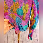 Farm Rio  Women's Rainbow Mix Printed Mock Neck Crop Top || small Photo 6