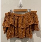 Free People Eyelet Off Shoulder Brown Crop Top Photo 1