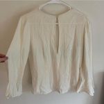 Reformation white/ cream three-quarter sleeve blouse with small keyhole detail Photo 7