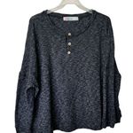 Free People  BEACH Sleep to Dream Boxy Oversized Knit Henley Top Alabaster Gray S Photo 0