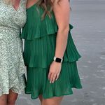 Amazon Green One Shoulder Mini Dress Photo 0