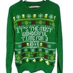 Unisex Ugly Christmas Sweater Beer Theme Medium Green Holiday Crew Neck Photo 0