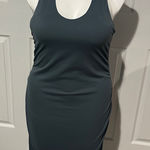 Zella  athletic ruched‎ midi dress with removable cups size L slate blue color Photo 0