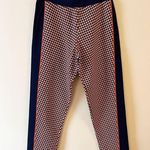 ZARA Red White Blue Knit Tapered Leg Pants Printed Size Medium High Rise Photo 0