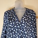 Jones Wear  Blue Floral Long Sleeve Top V Neck XL Photo 3