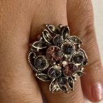 Pink and purple rhinestone flower design free size Silver Photo 0