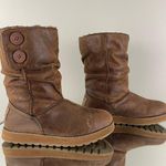 Skechers Y2K 90’s Chestnut Brown Shimmer Chunky Leatheresque Keepsakes Boots Photo 2
