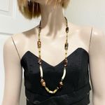 Vintage Miriam Haskell Beaded Long Necklace Brown Photo 2