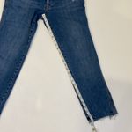 We The Free Distressed Denim Jeans Straight Leg Raw Hem Sz 27 Cotton Button Fly Photo 8