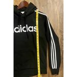 Adidas  Sweatshirt Hoodie Black 3-Stripe‎ Logo Stitched Women's Sz Small EUC Photo 4
