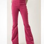 We The Free  People Jayde Drawstring Flare Jeans, Size 32, High Rise, Stretch, Fuchsia Pink, Long Photo 1