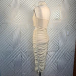 Zya‎ ZYA the Label Zephyr Halter Dress Cream Gold Ruched Halter Dress Size 12 Photo 7