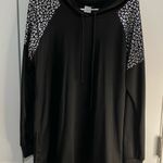 Black‎ Hoodie with Leopard Print Accents Black Size M Photo 0