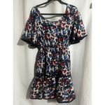 Milly  White Blue Red Floral Hibiscus Print dress Photo 1