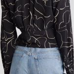 Madewell  Top Lusterweave V-Neck Button-Front Shirt Long Sleeve True Black M Photo 1