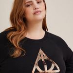 Torrid Harry Potter Deathly Hollows Sequin Graphic Raglan Sweatshirt Black 2X Photo 3
