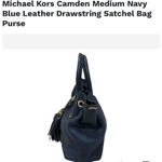 Michael Kors  Camden Medium Navy Blue Leather Drawstring Satchel Bag Purse Photo 2