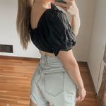 Princess Polly  Puff Sleeve Tie Front Crop Top Size 8 Photo 2