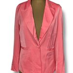 fab'rik  Women's Coral Pink Shiny Silky Single Button Blazer w/ Pockets Size S Photo 0
