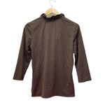 J. McLaughlin NWT Durham Ruffle Top Happy Hour Brown Olive Geometric Size Large Photo 2