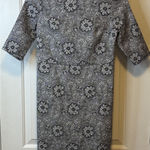 Tacera Floral Dress Black/White 1/2 Sleeve Stretchy Knee Length Sz S Fitted # Photo 0