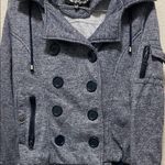 Ambiance Blue Heathered Pea Coat Size M Photo 3