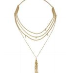 Ettika gold tone Chloe tassel layered necklace with CZ, NWOT Photo 0