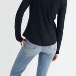 Madewell Top Whisper Cotton Rib-Crewneck Long-Sleeve Tee True Black XXS NWT New Photo 1