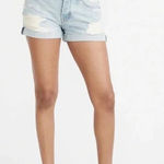 Abercrombie & Fitch Ames Distressed Low Rise Boyfriend Short In Light Wash Photo 0