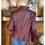 White House | Black Market  BURGUNDY GENUINE LEATHER PEPLUM JACKET (XL) Photo 2