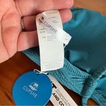 Cupshe NWT Women’s  Criss Cross Tie Back Blue Ribbed Bikini Top Size Large Photo 3