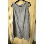 100% Linen Dress Womens Size Large Neutral Sleeveless Swing Beach Casual Summer Gray Photo 3