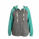 Zenana Outfitters zip up hoodie. Gray/turquoise. Size Medium Photo 9