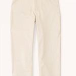 Abercrombie & Fitch Abercrombie Vegan Leather 90s Straight Pant in Cream Photo 1