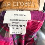 Vintage pink and green plaid deep v neck sleeveless pinafore overalls suspenders dungarees pleated skirt dress Photo 3