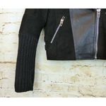 BLANK NYC Moto Jacket Womens XS Black Faux Suede Real Leather Cable Knit Mixed Photo 3