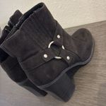SO  Black Ankle Boots‎ Size 7.5 Casual Block Heel Ring Accent Photo 6