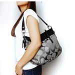 Coach  Zoe hobo bag in a black and grey signature canvas OS Photo 1