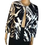 Spense Black White Print Gem Button Down Lightweight Cardigan Sweater Large Photo 3