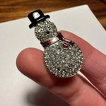 Lia Sophia Signed  Rhinestone Enameled Christmas Snowman Silver Tone Brooch Pin Photo 1