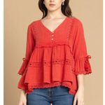 NWT Boutique Boho Women's Pinkilicious Babydoll Tassel top by Bohera Pink Size XL Photo 0