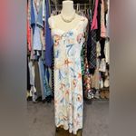 CHAPS  seashell print midi dress with a lace-up bodice. Photo 1