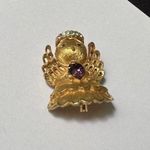 Amethyst Vintage Signed Ultra Brooch Pin Gold Tone Purple Rhinestone Angel Photo 0