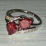 Double Heart Ring Red Photo 5