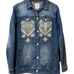 LuLaRoe Jean Jacket Size Small Southwest Aztec Boho Embroidered Blue Denim Hippi Photo 0
