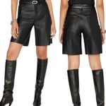 frame denim Frame High Rise 100% Lamb Leather Bermuda Shorts Women's 26 Black Noir Moto NWT Photo 2
