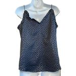 EXPRESS Dark Steel Blue Silver Metallic Pattern Ruffle Trim Tank NWOT S Photo 5